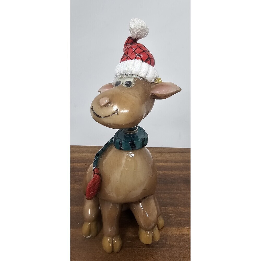 Fitz and Floyd Jiggling Christmas Holiday Reindeer Ornament Bobblehead Figure - Picture 2 of 8